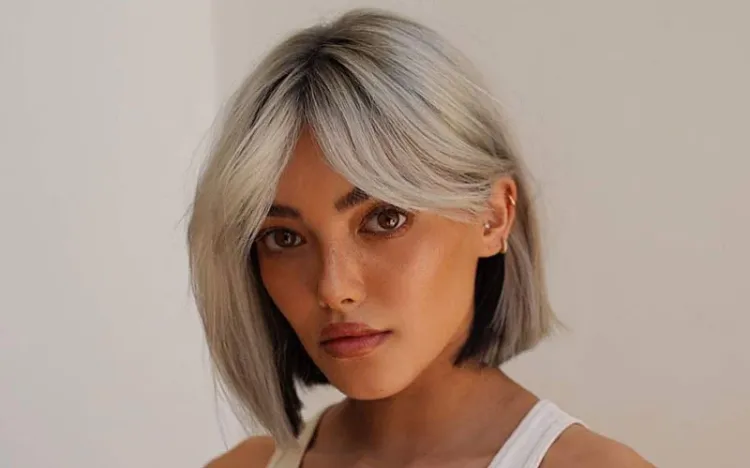 short gray hair with french fringe