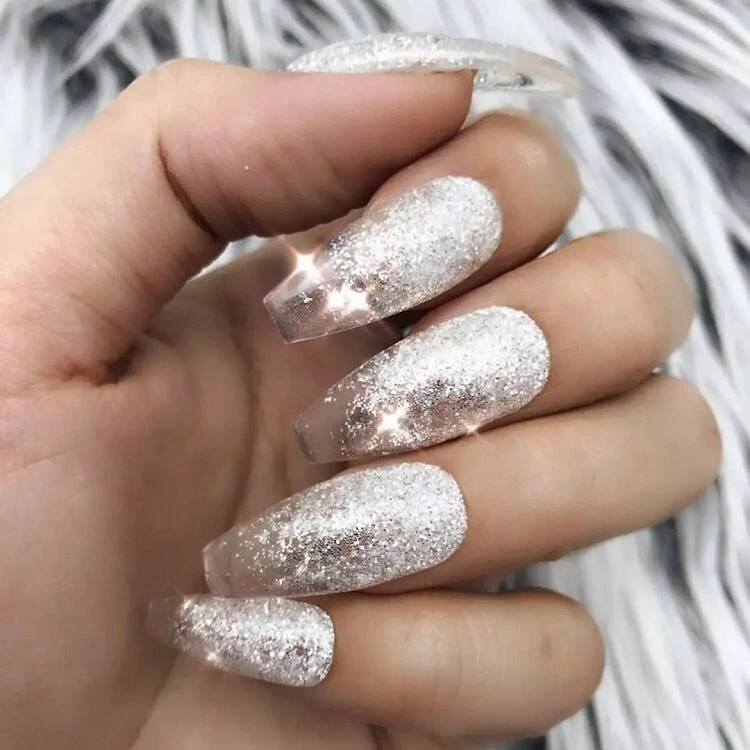 silver ombre wedding nails ombre bridal nails long