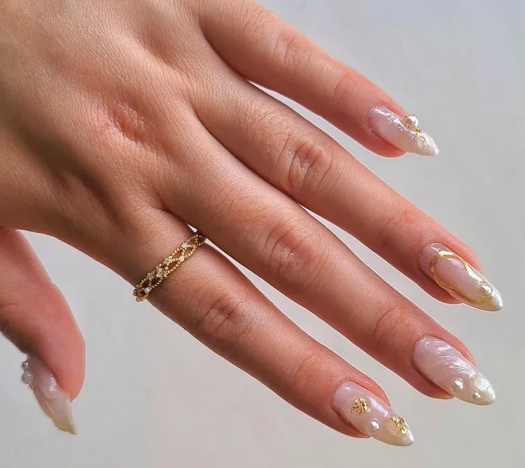 simple 3d nail art ideas white gold decoration
