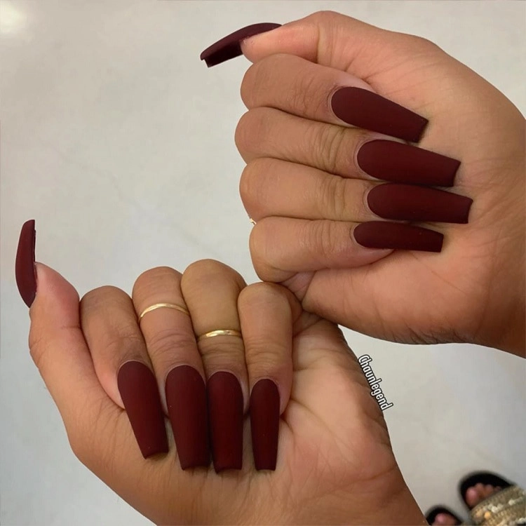 simple fall coffin nails fall matte coffin nails