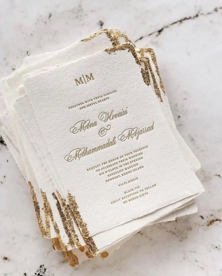 simple gold diy wedding invitations idea 2023