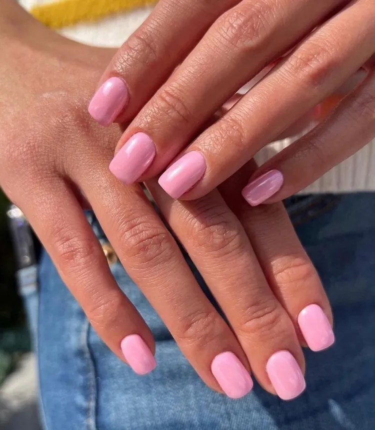 simple pink barbie russian manicure