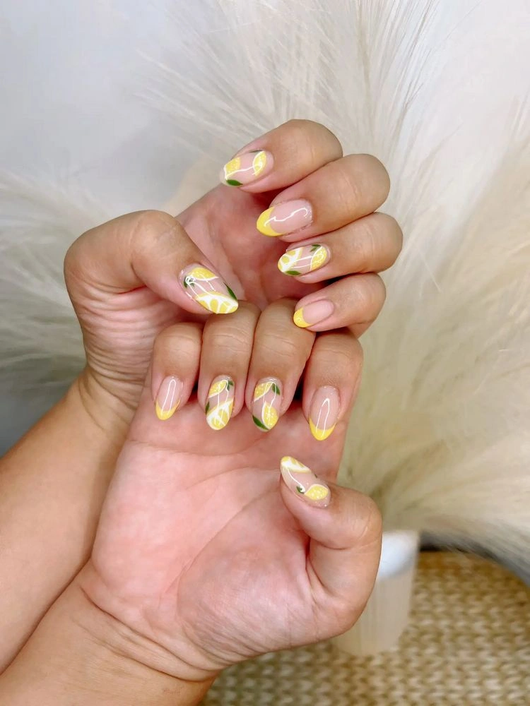 sliced citrus fruits new nail designs for summer 2023