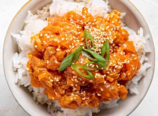 spicy tuna rice bowl recipe two servings simple asian dish
