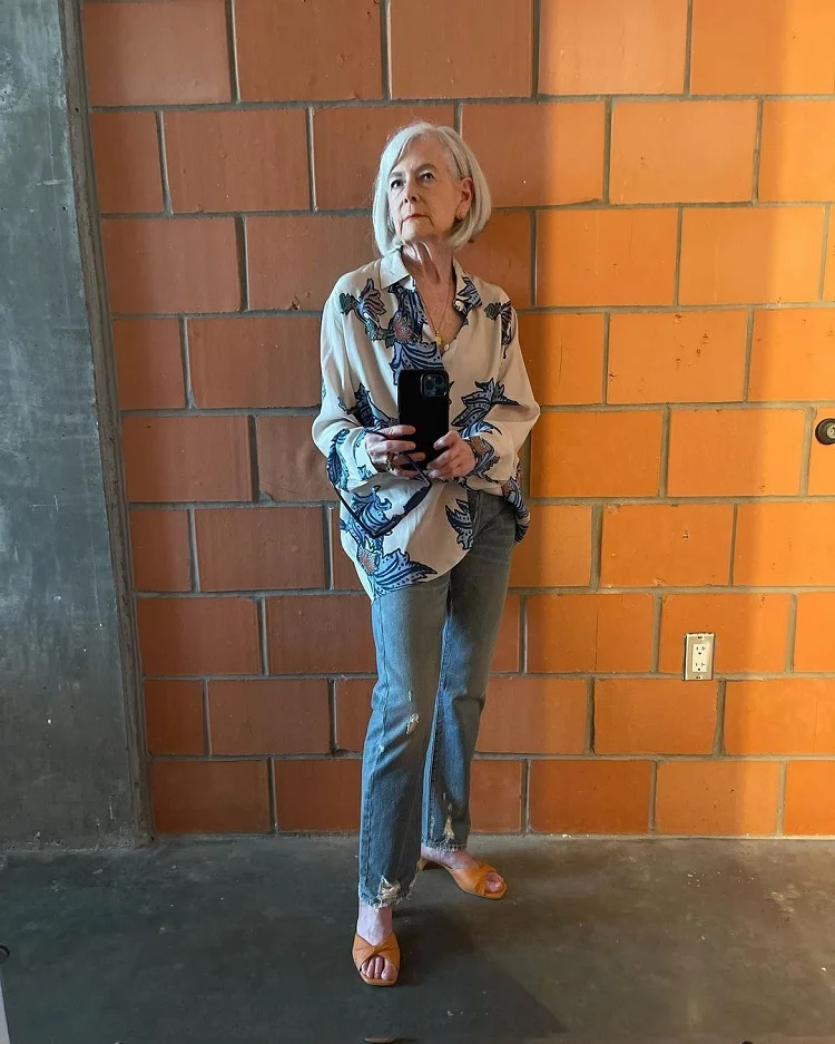 straight leg jeans for 70 year old woman according to body shape type fashion tips
