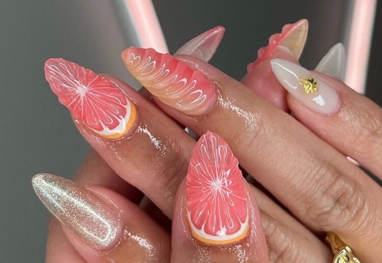 summer 3d nails ideas pink color trends manicure almond shape