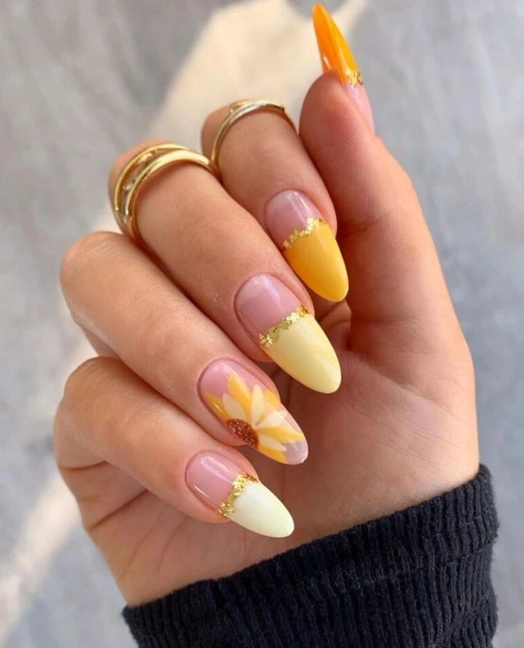sunflower nails 2023 august nails 2023