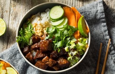 homemade thai beef and rice bowl