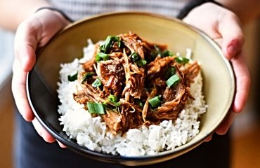 traditional asian dish pulled pork rice bowl quick simple recipe