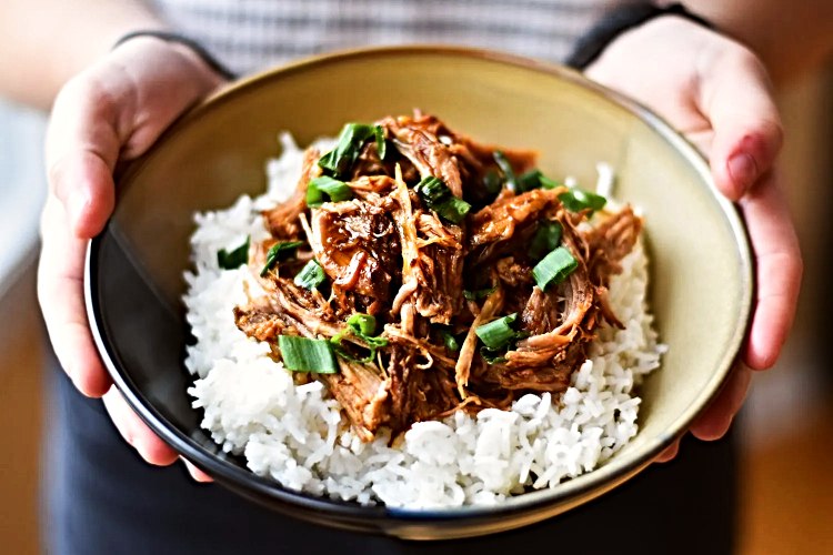 traditional asian dish pulled pork rice bowl quick simple recipe
