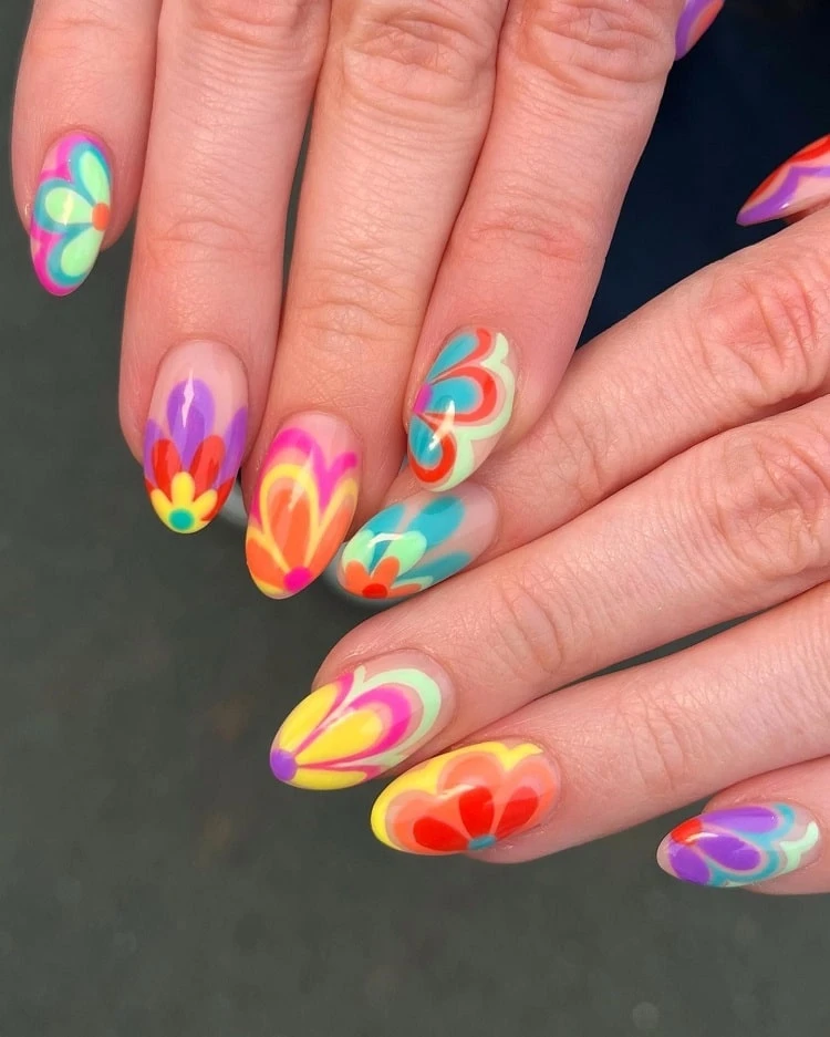 tropical flowers nail designs summer nail designs