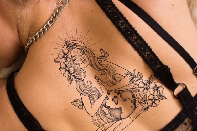unique back tattoos for women virgo zodiac sign