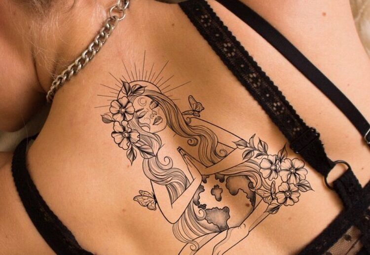 unique back tattoos for women virgo zodiac sign