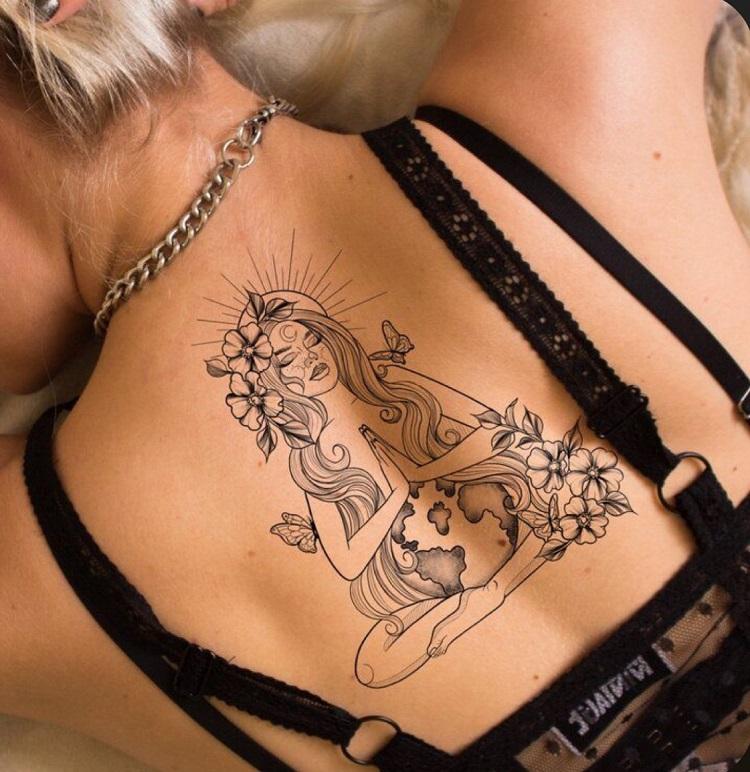 unique back tattoos for women virgo zodiac sign