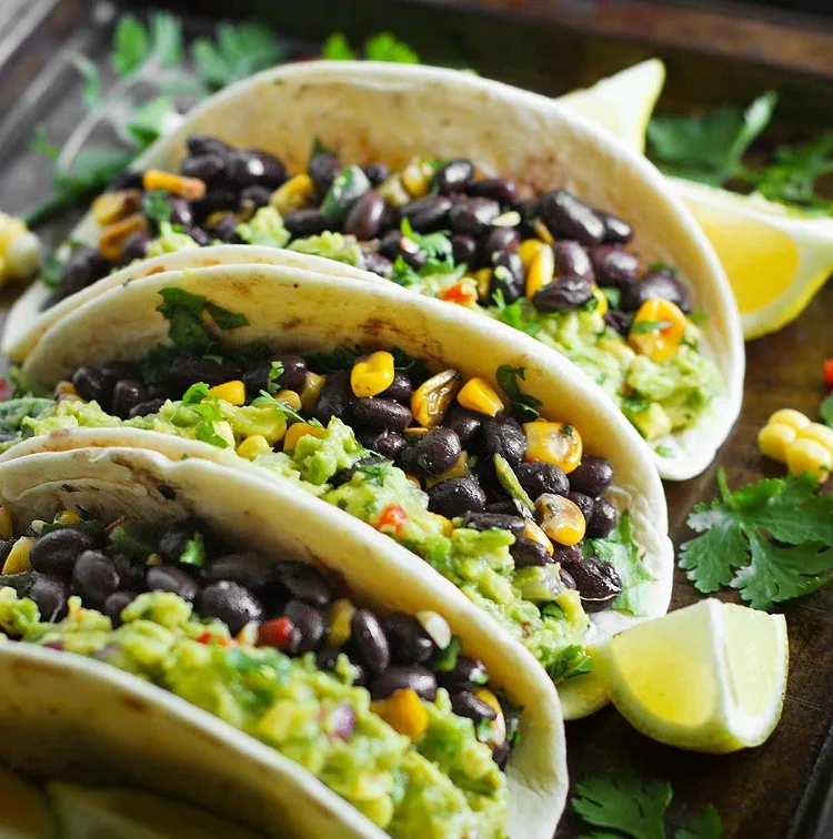 vegan tacos recipe 2023 with corn and beans salad healthy august dinner 2023