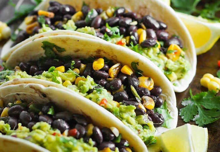 vegan tacos recipe 2023 with corn and beans salad healthy august dinner 2023