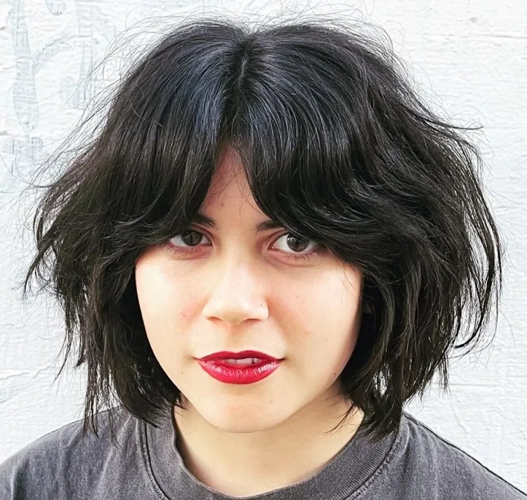 volume french bob cut with curtain bangs