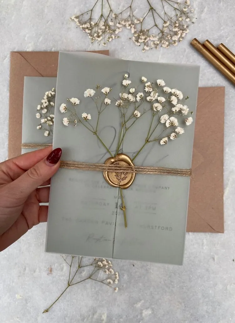 wedding invitations diy was seal dried flowers romantic