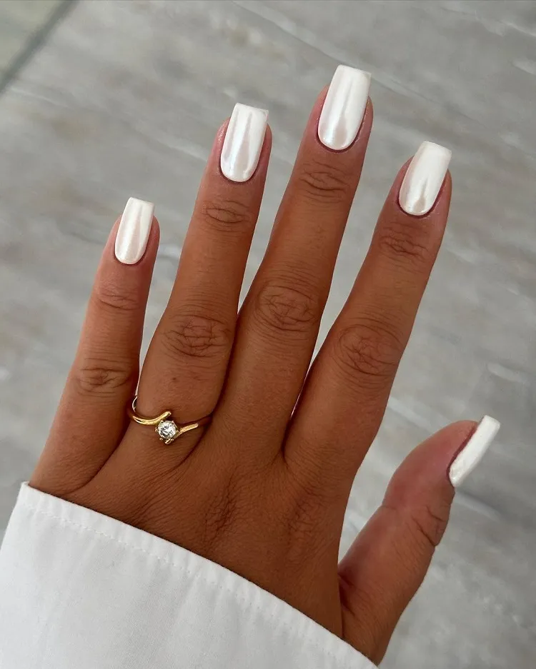 white chrome long square nails elegant fall manicure 2023