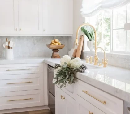 white kitchen long brass hardware design ideas 2023