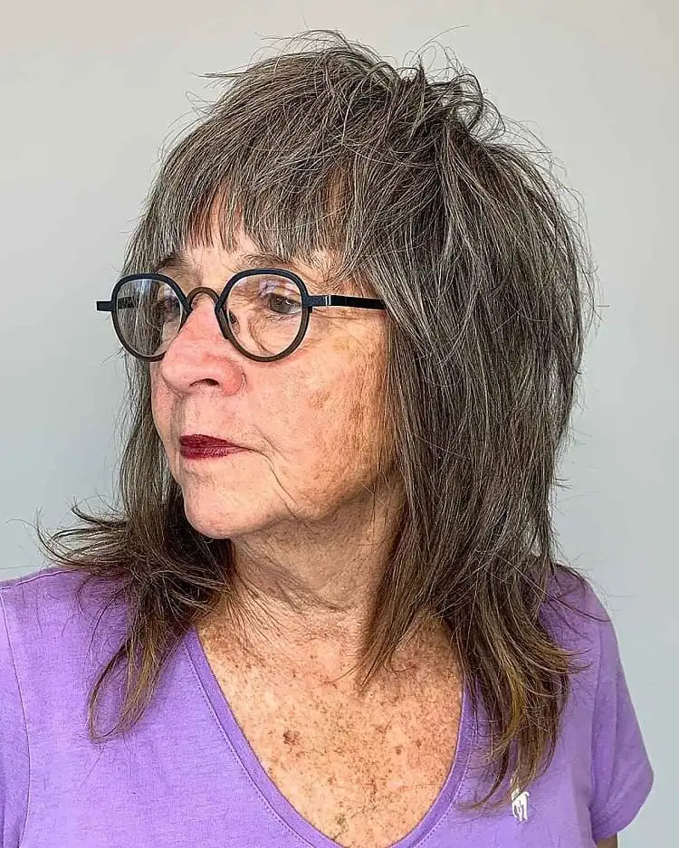 wolf cut with crown layers over 60 with glasses medium shaggy hairstyles for over 60 with glasses