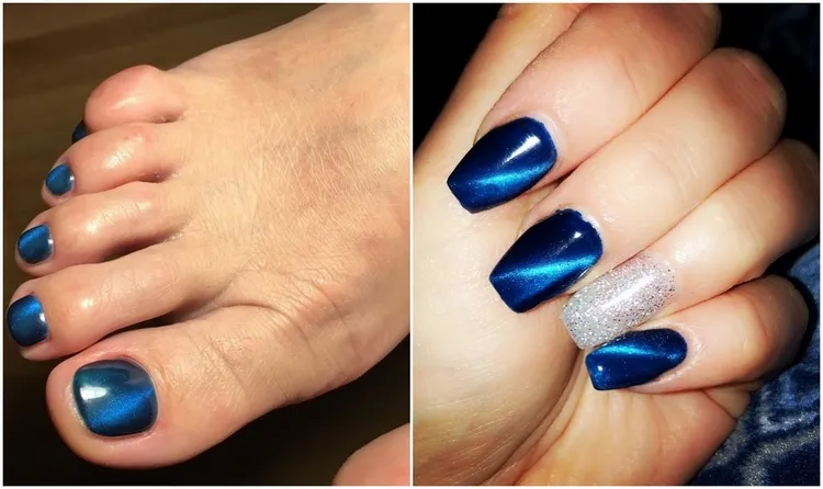 cat eye mani pedi design for fall