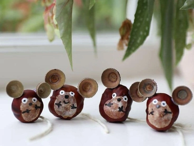 crafts with chestnuts and acorns cute monkeys