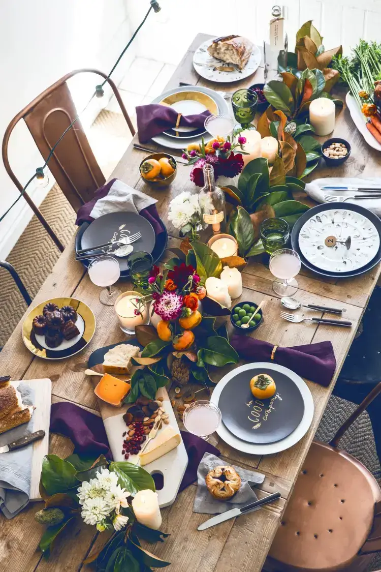 diy fall table centerpiece flouwers leaves chic colors