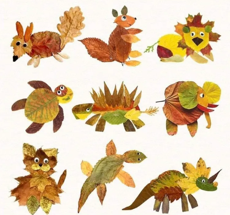 fall leaf animals easy crafts for kids