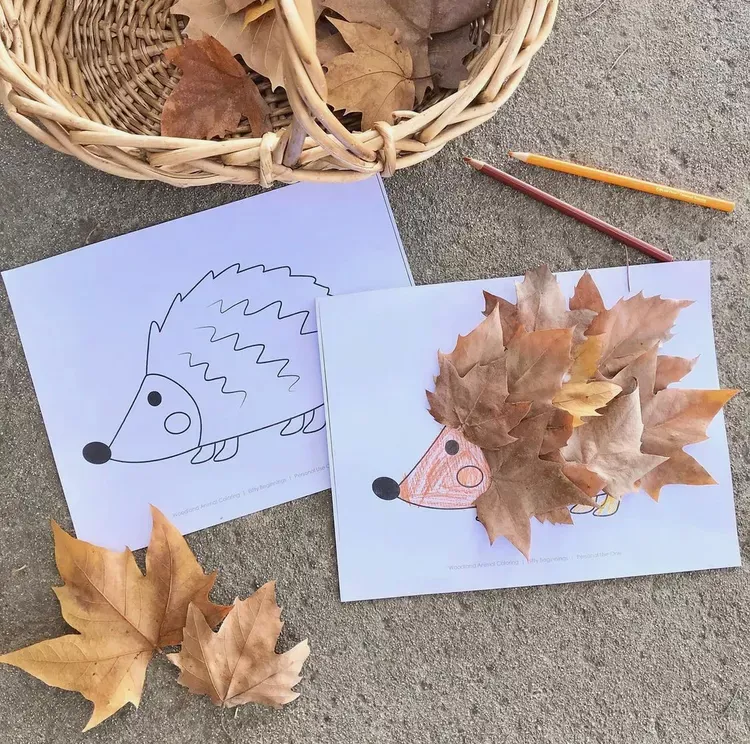 how to make fall leaf hedgehog crafts for kids