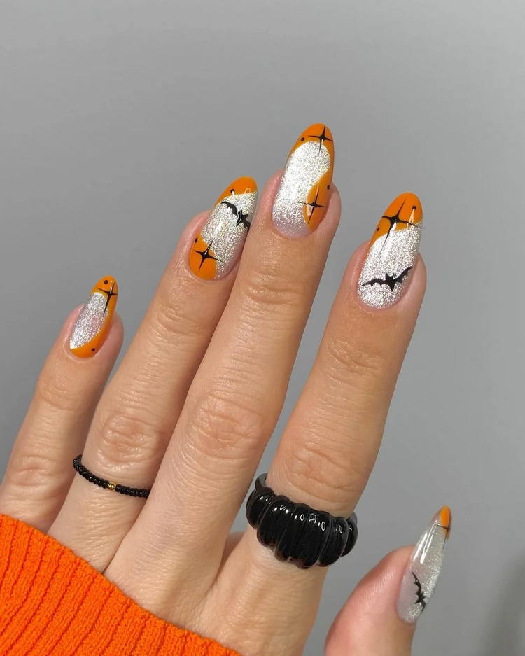 orange french nails for halloween