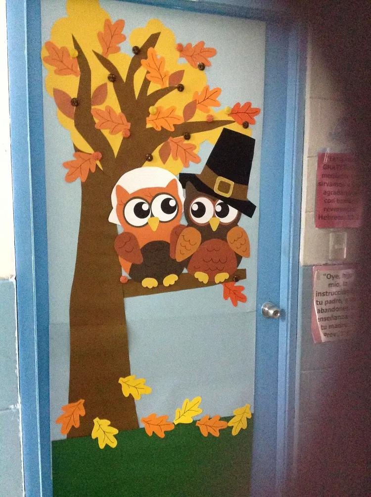 september classroom door ideas with birds of wisdom ows