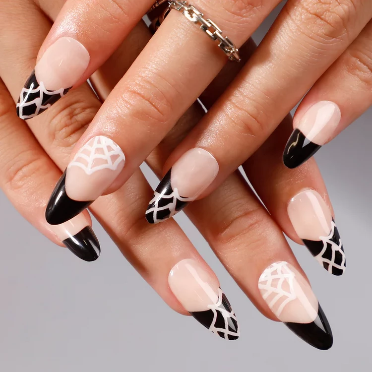 spider web halloween nail art trendy french tip nails