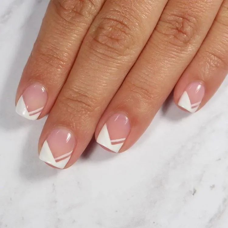 v french tips on short nails manicure trends 2023