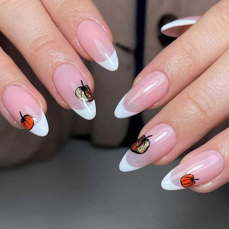 white french tip halloween nails 2023