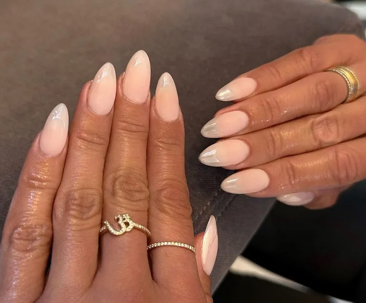 almond shaped pink faded french nails