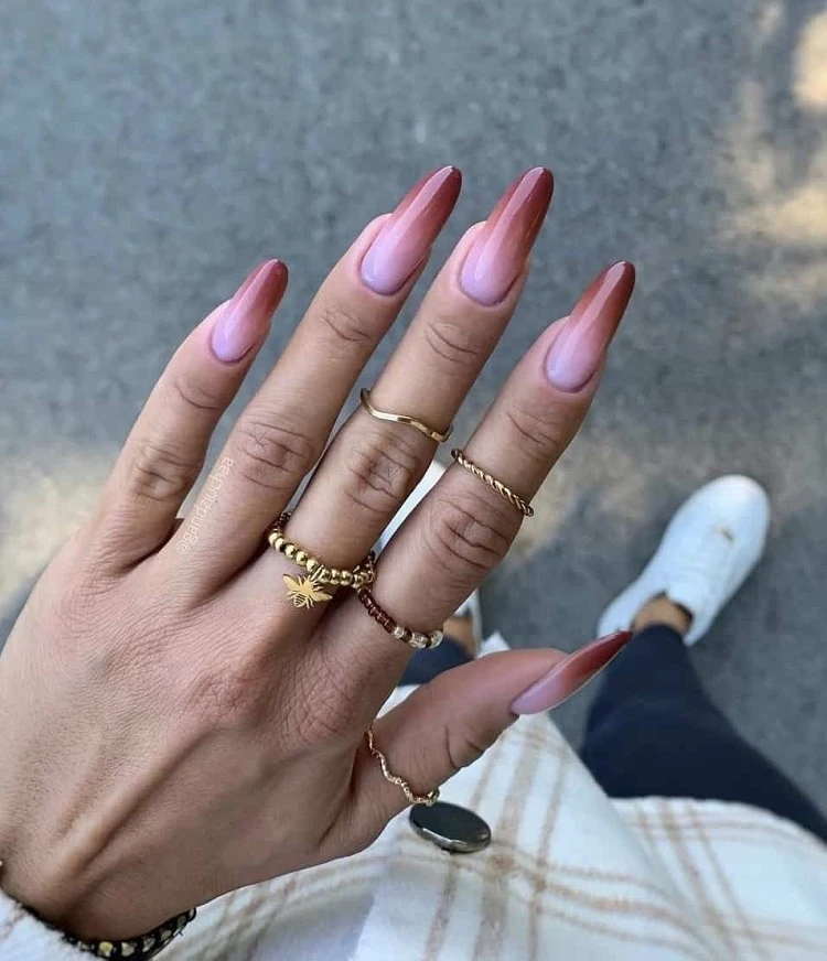 amazing pink fall ombre nails 2023 design