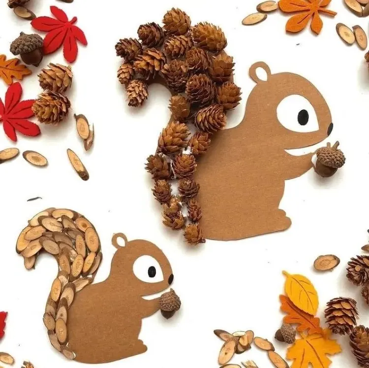 autumn decoration crafting oak corns from natural materials squirrel craft ideas