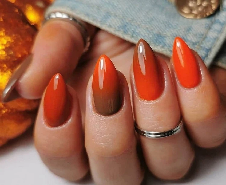 autumn ombre nails orange