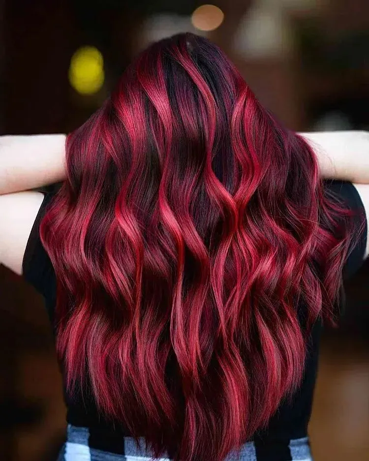 balayage red copper dark light mahogany cherry honey venetian trendy haircut hairstyle woman