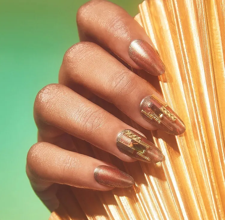 beautiful gold glitter nails in september