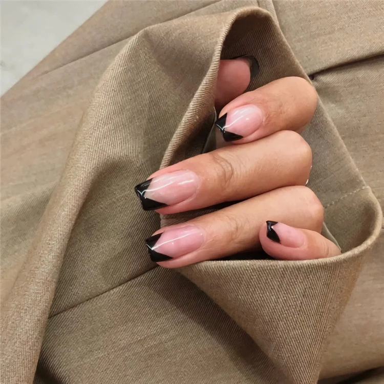 black french tips on short nails