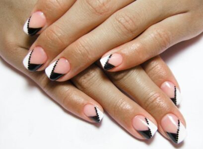 black and white french nail art