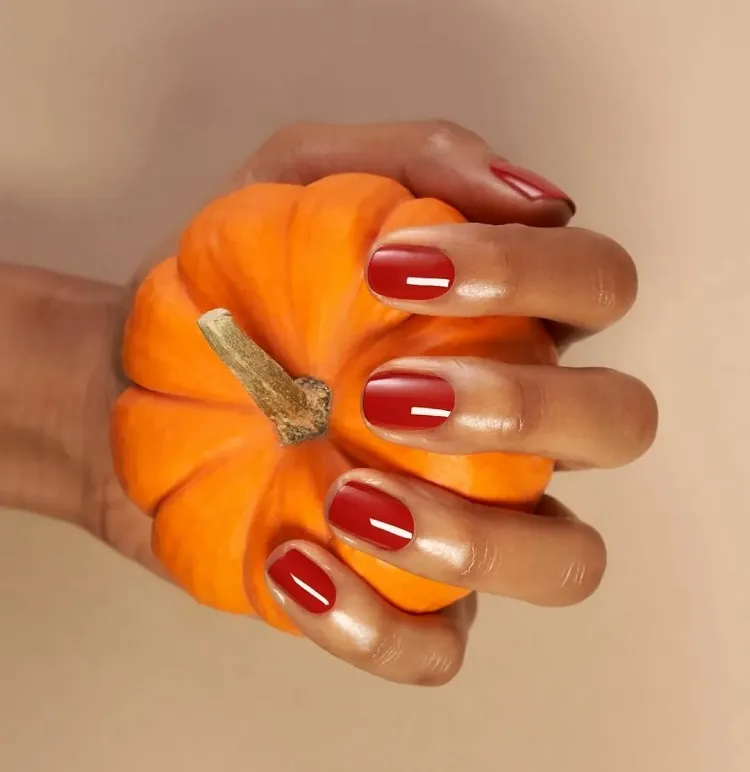 burnt orange nails october 2023 trends fall halloween manicure design ideas