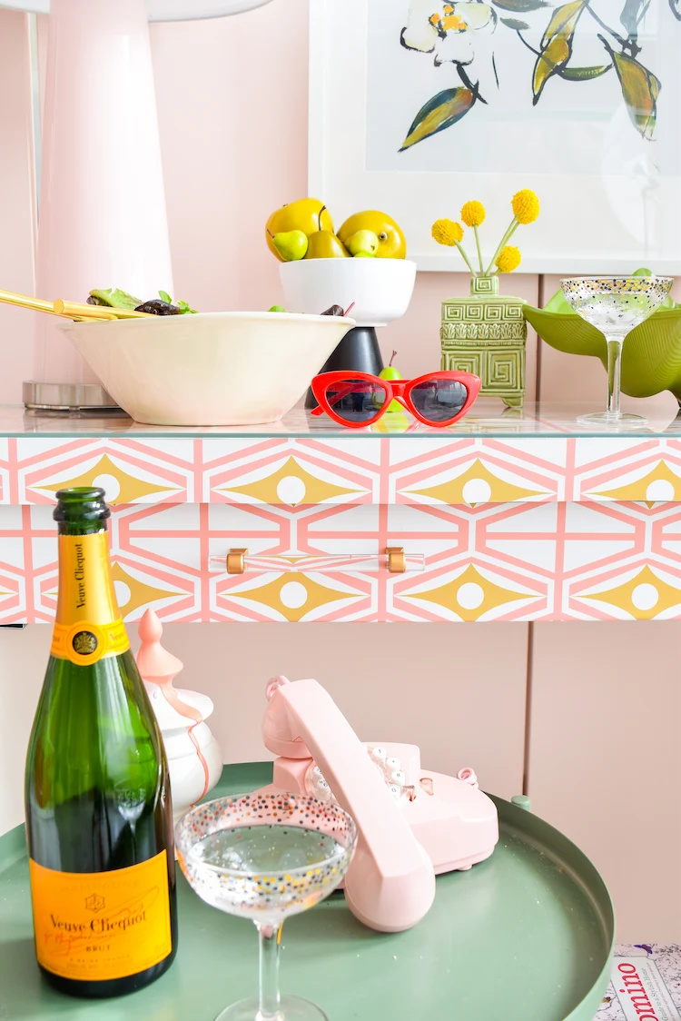 by using diy ikea hacks and decoration ideas turn painted table into colorful serving table