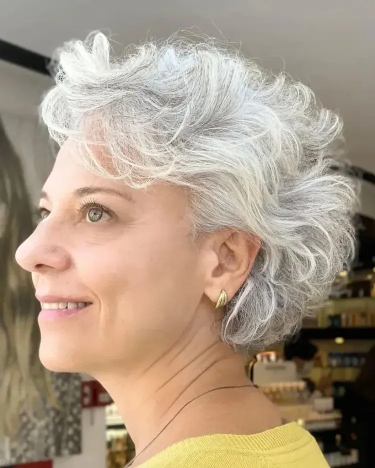 cheeky short hairstyles for grey hair bixie cut for women over 50