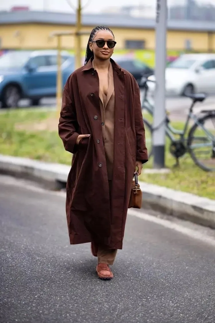 choose a trench coat in an autumnal colour palette