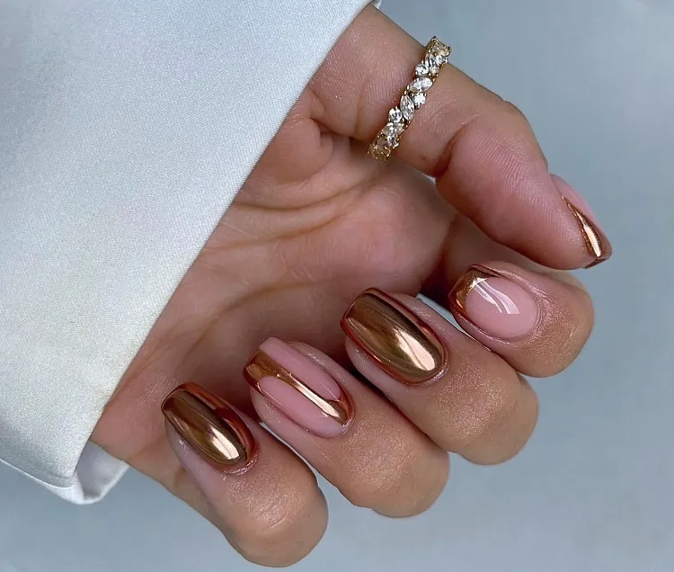 chrome nails french manicure details short