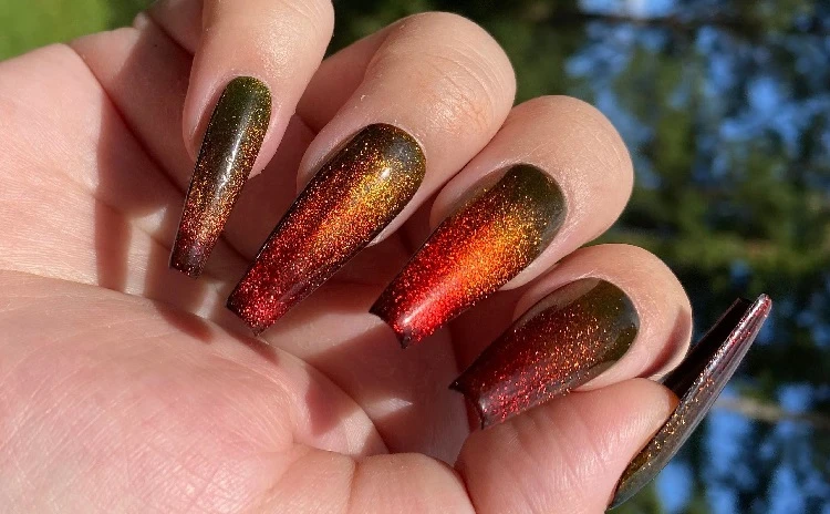 coffin fall ombre nails with glitter