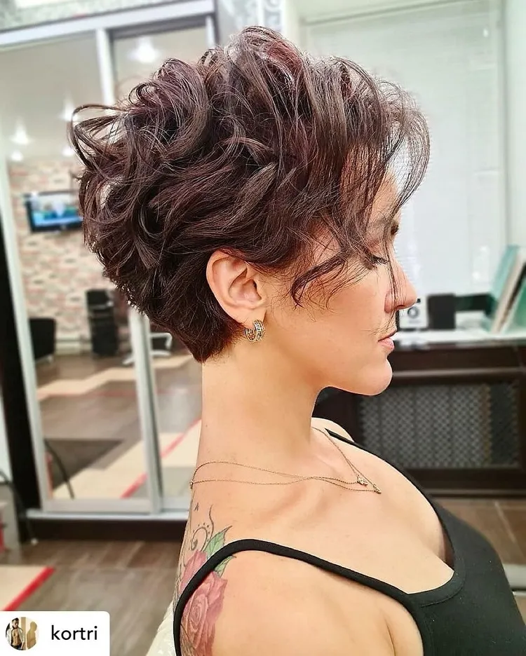 curly pixie haircut brunette